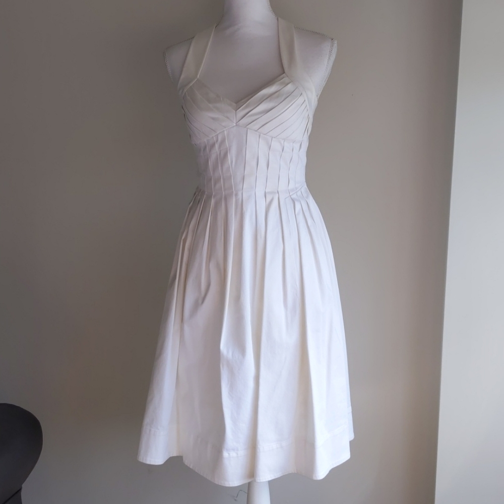 Calvin Klein White Cotton Halter Top Midi Dress
